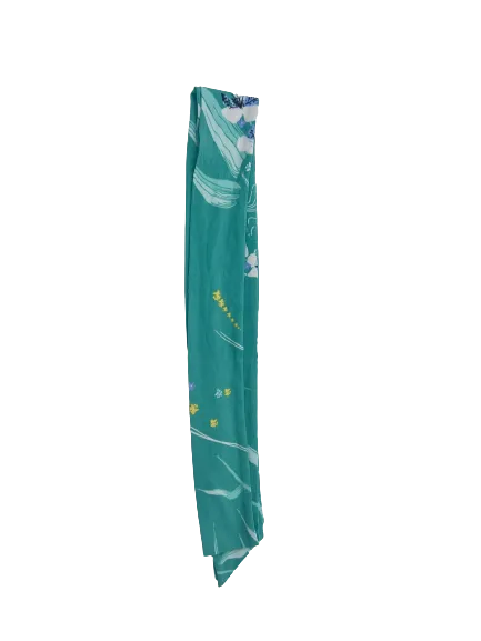 Narrow Aqua Green Floral Sash Belt, 66x2