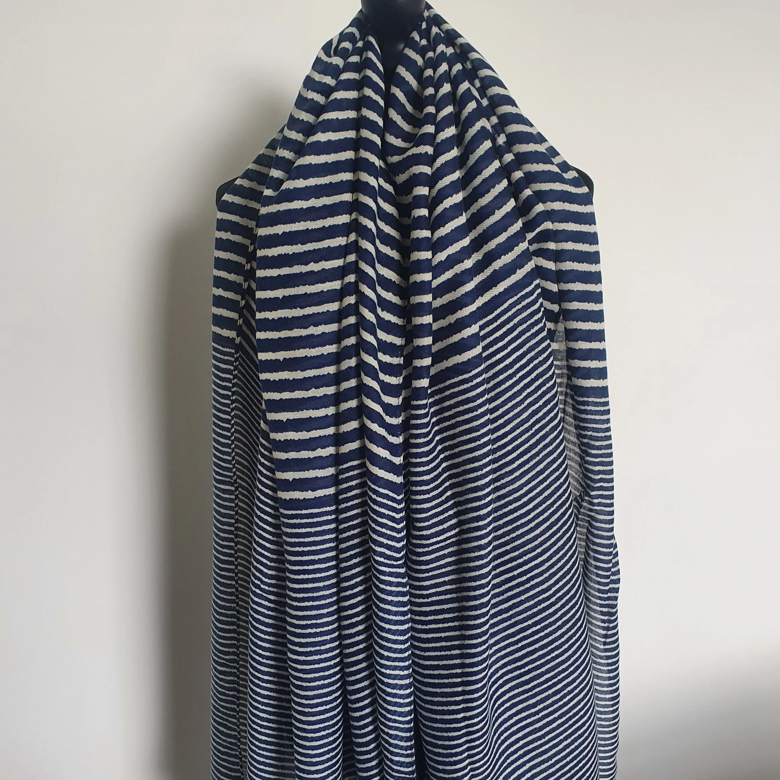 Navy Blue & White Stripe Coastal Scarf