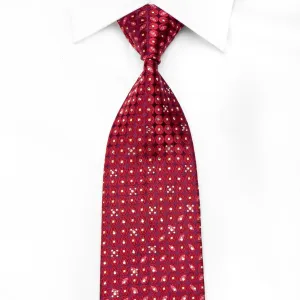 Nina Ricci Mens Crystal Silk Tie Red Geometric Circles On Purple Sparkling With Rhinestones