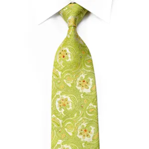 Nina Ricci Rhinestone Tie Green Paisley On Silver With Sparkles