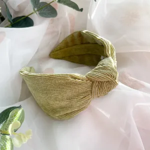 Olive Green Corduroy Knot Headband