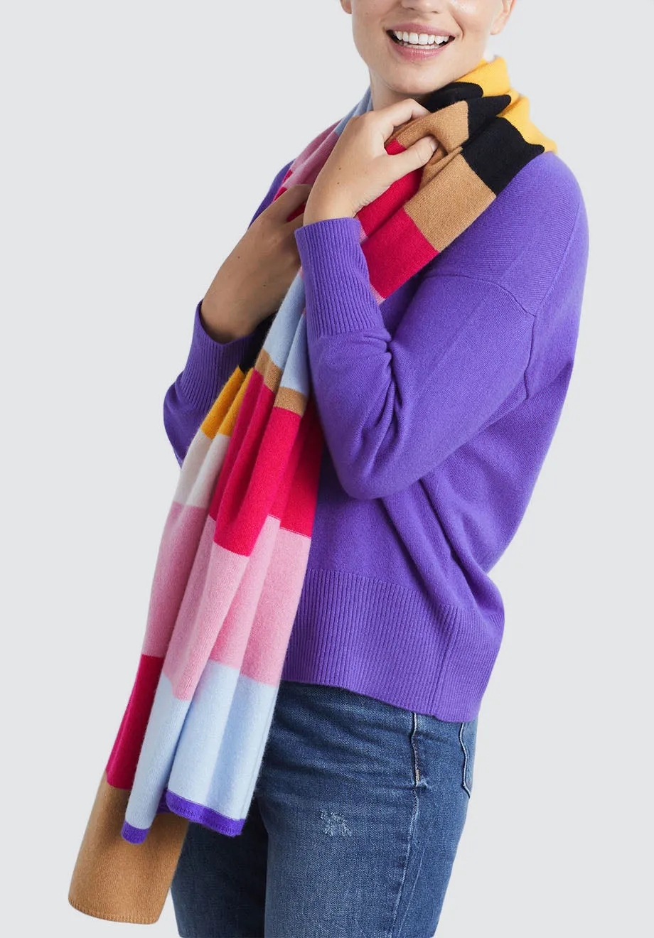 Patterned Cashmere Scarf | Stripe