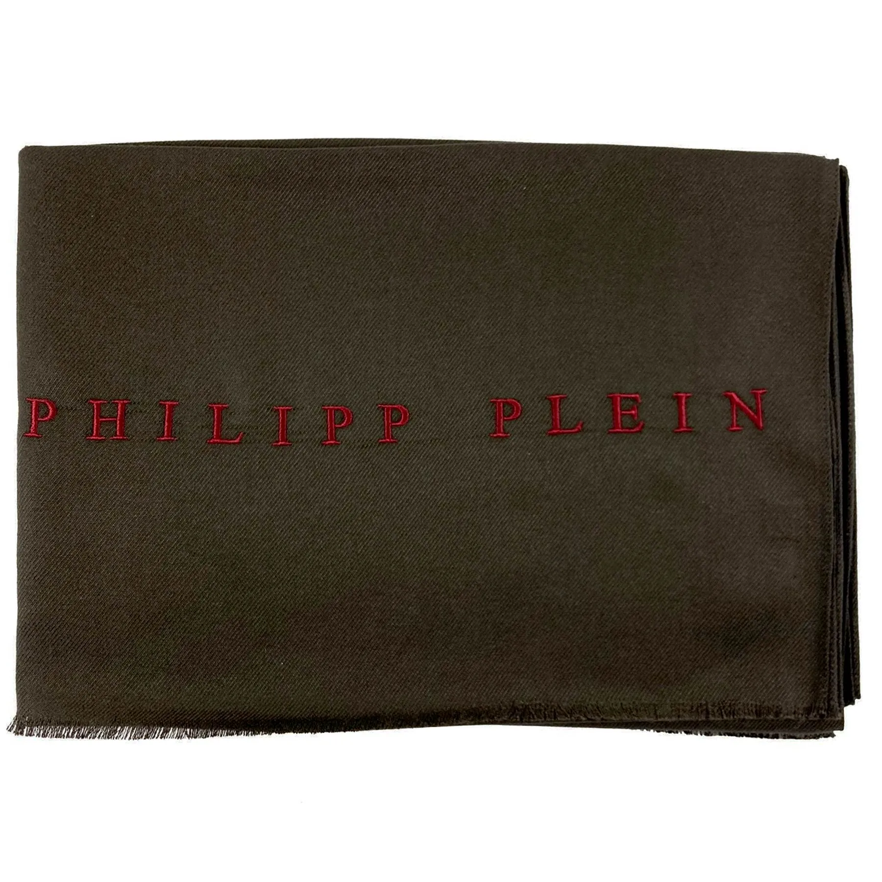 Philipp Plein Scarf Dark Brown Logo Designer Shawl Made In Italy FINAL SALE