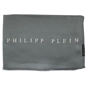 Philipp Plein Scarf Gray Logo Designer Shawl FINAL SALE