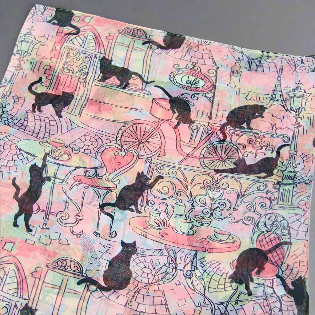 Pink & Peach Cafe Cats Scarf