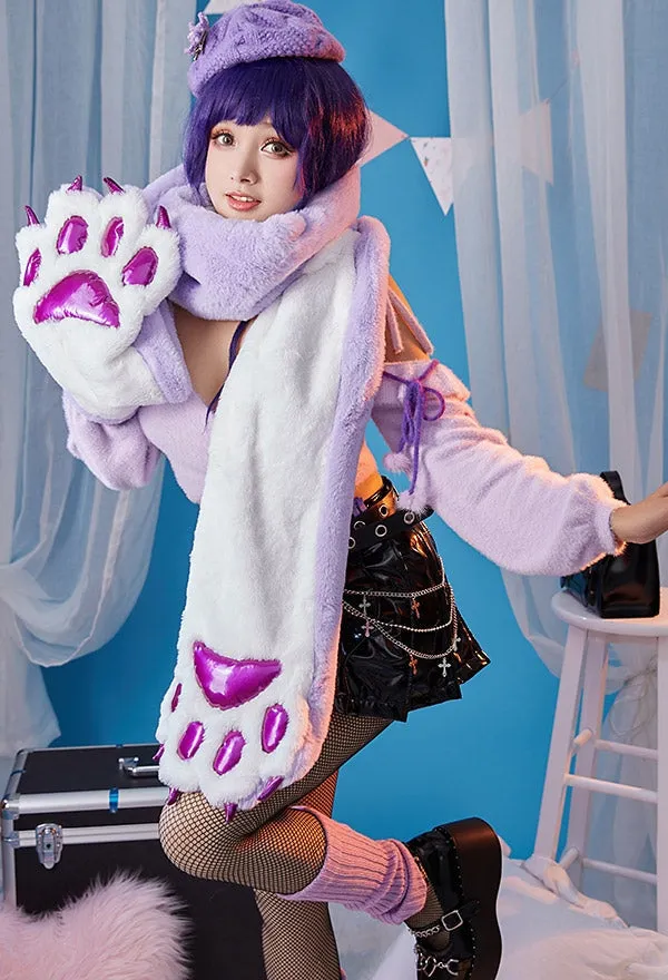 Purple Paw Plush Scarf