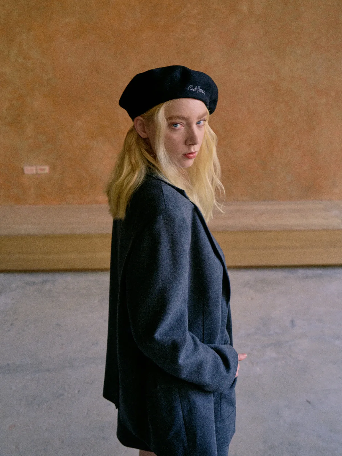 "Bon Chic" Wool Beret - Black