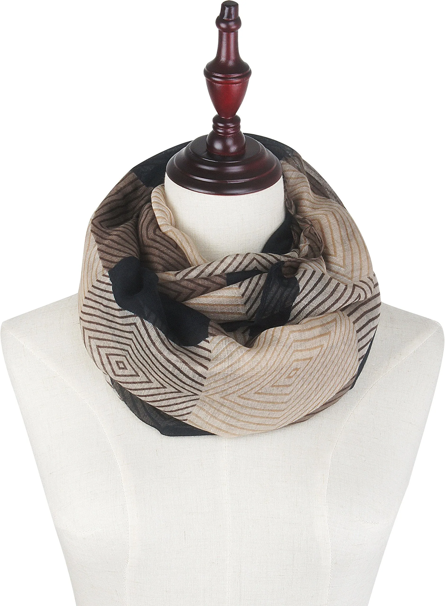 Soft Light Weight Diamond Plaid Pattern Elegant Sheer Infinity Scarf