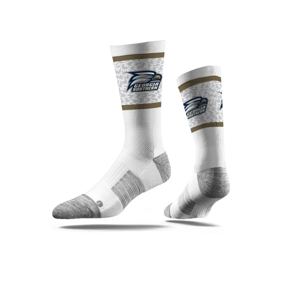 Strideline Crew Sock - White Print Eagle Head