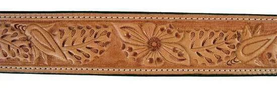 Tapered USA Leather Acorn Tooled Western Belt with 1" Buckle