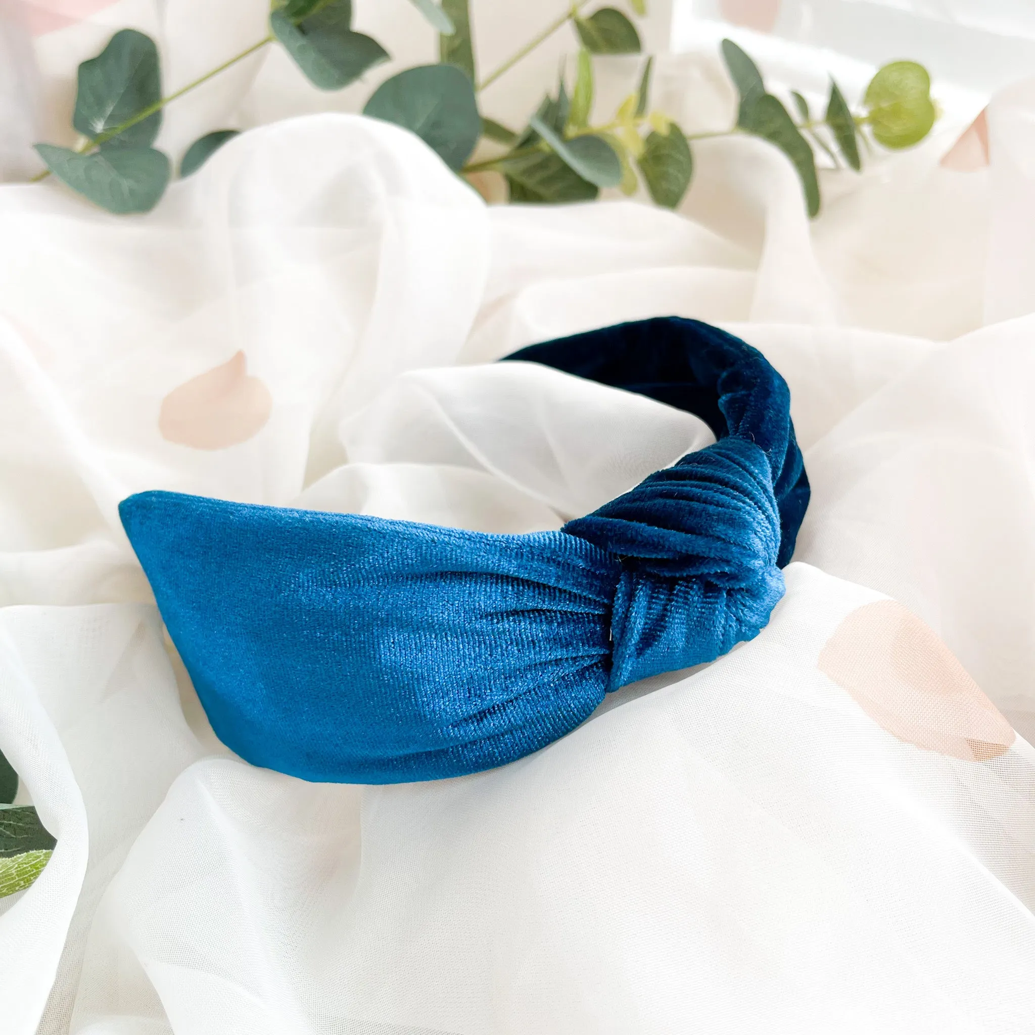 Teal Velvet Knot Headband