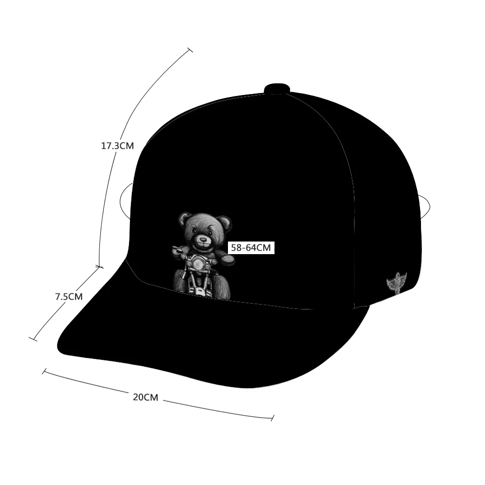 Teddy Ride All Black Unisex Adjustable Curved Bill Hat