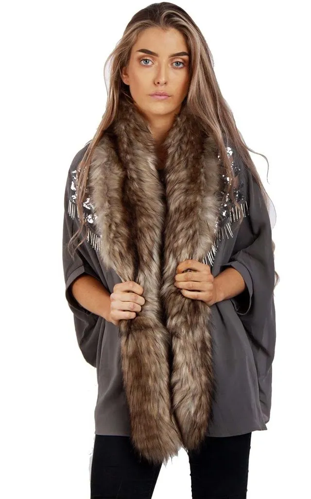 Thick Soft Fluffy Faux Fur Long Collar Scarf