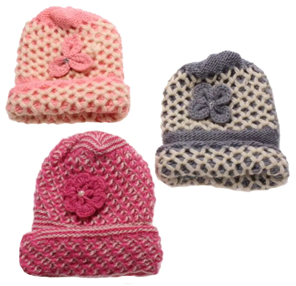 Winter-Hats Girls Heavy Knit Hat with Cuff