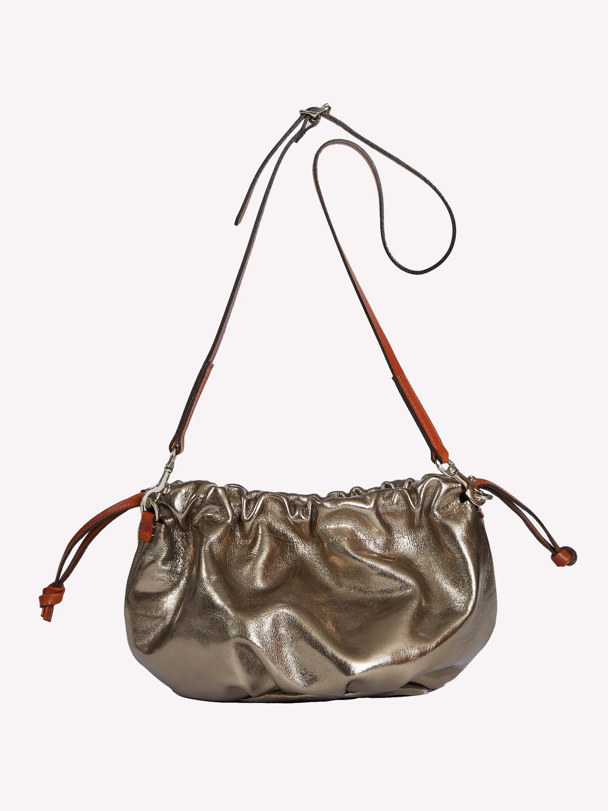 Wood Drawstring Bag - Golden Pewter / Chocolate /Whiskey