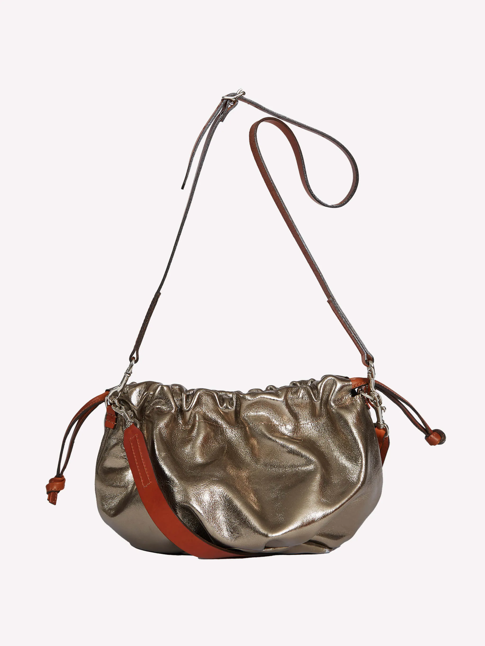 Wood Drawstring Bag - Golden Pewter / Chocolate /Whiskey