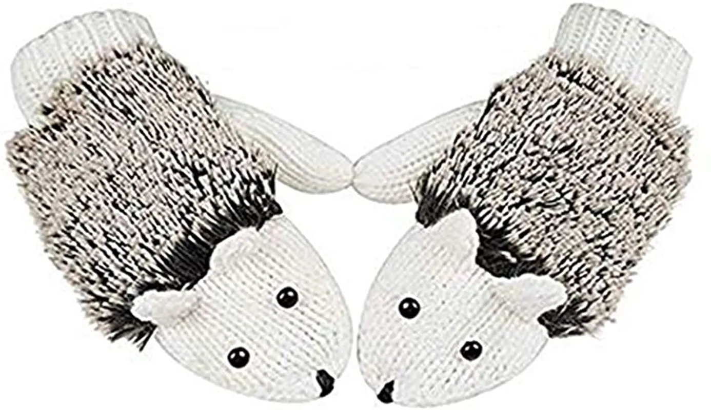 YouZi Women's Cartoon Hedgehog Winter Cotton Gloves Girls' Thick Mittens